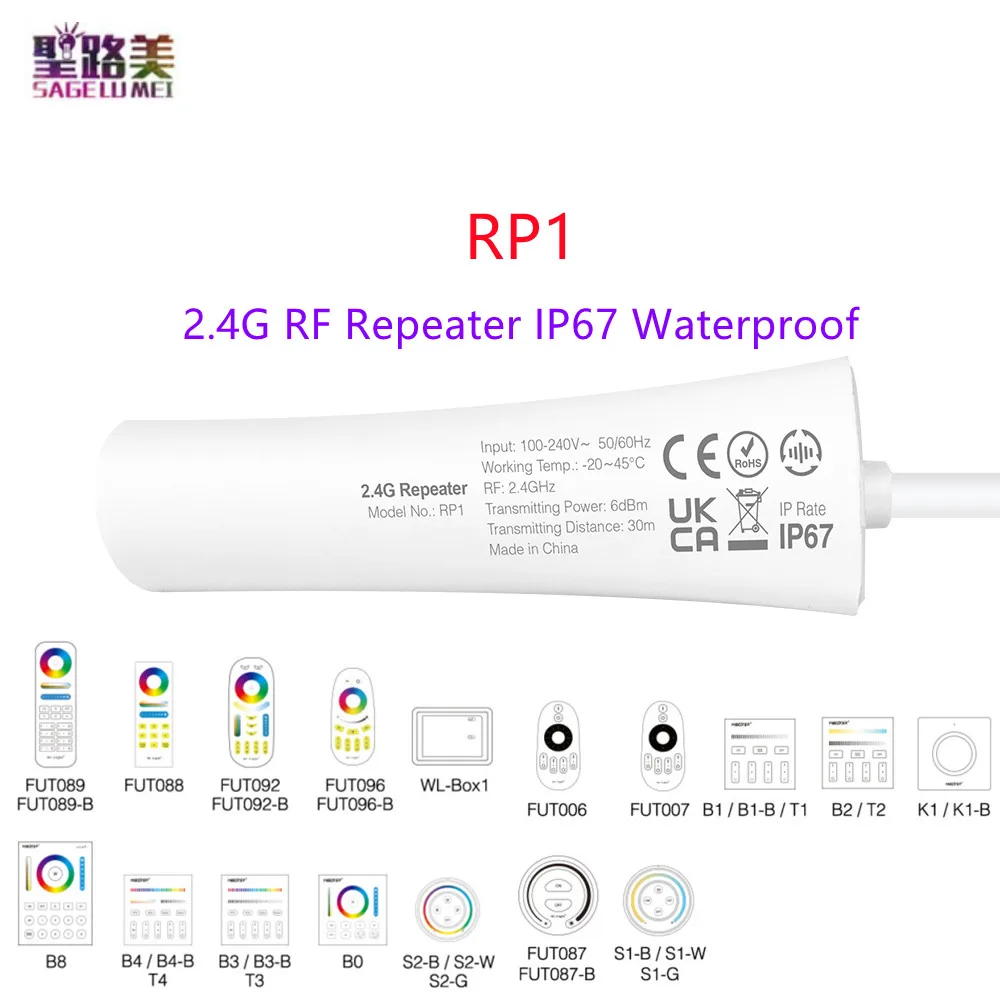 

Miboxer RP1 2,4G приемник сигнала дистанционного управления 2,4G радиочастотный ретранслятор IP67 Водонепроницаемый AC110V 220V увеличить дистанцию упра...