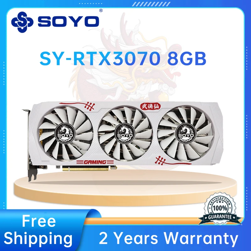 

SOYO RTX 3070 8GB Gaming Graphics Card NVIDIA GPU GDDR6 256bit 16000MHz PCI-E 4.0 x16 8+8PIN rtx3070 8gb Brand new Video Card