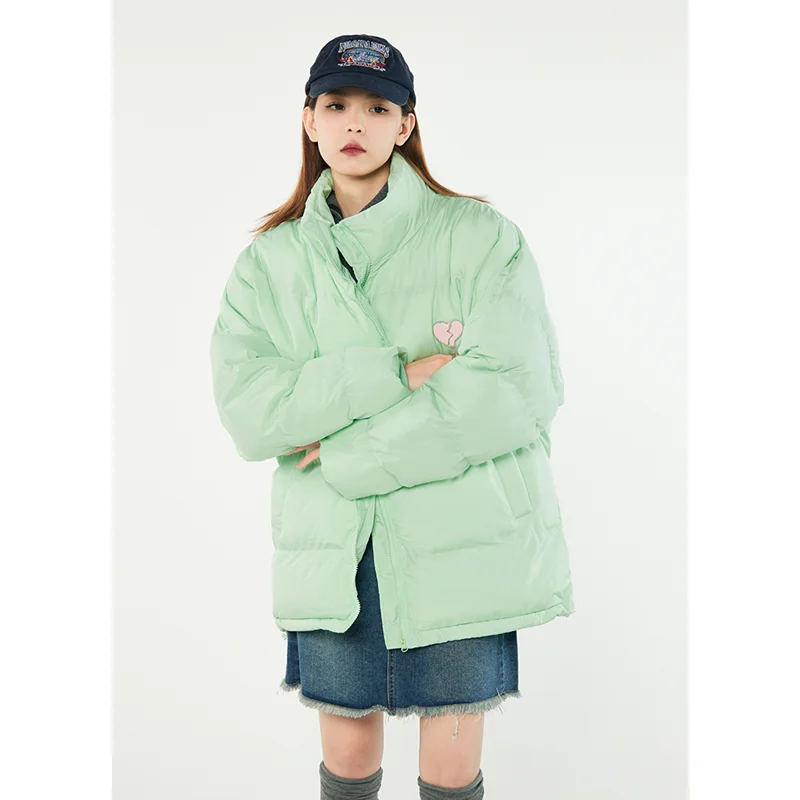 Women Green Down Jacket Stand Collar Coat Korean Fashion Leisure Waterproof Thicken Warm Feather Duck Down Female Winter Outwear