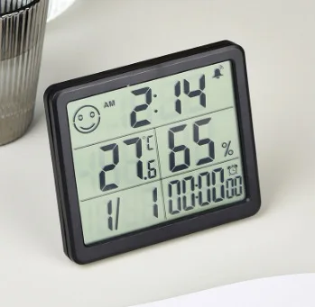 

Термометр-гигрометр, автоматический электронный монитор температуры и влажности, часы, большой экран, электронный гигрометр, термометр