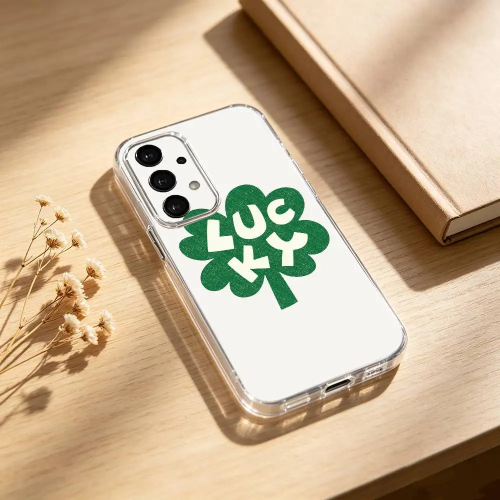 Фото Four L-leaf clover phone Case For Samsung S25,24,21,22,23,30,Ultra,20,Plus,Fe,Lite,Note Transparent Cover №5
