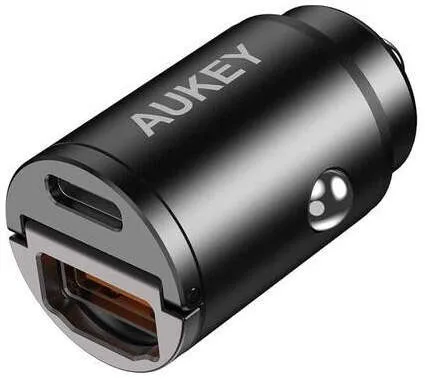 Автомобильное зарядное устройство Aukey 30W PD Metal Dual Port Fast Car Charger with PPS &amp QC 3.0 цвет