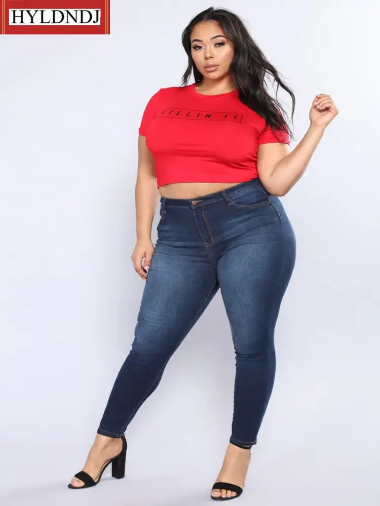Women High Waist Stretch Jeans New Plus Size Jeans for Casual Denim Pencil Pants Fall Winter Clothing L-5Xl