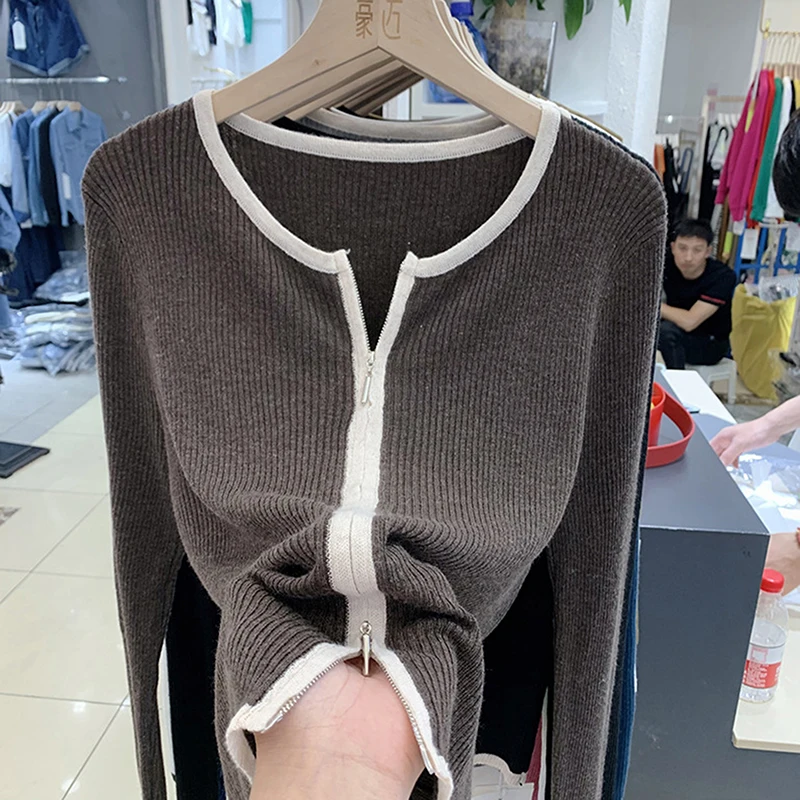 

Knitted Sweaters Women Zipper Women Cardigans Long Sleeve Sweater Knitting Oversized Comfortable Skinny Coat 2022 Spring