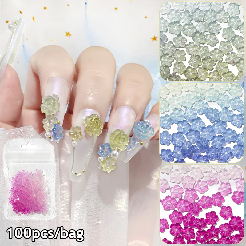 

100Pcs UV Sensitive Heart Nail Art Decoration Mix Light Color Change Rhinestone Gems Kawaii Peach Heart Manicure Parts