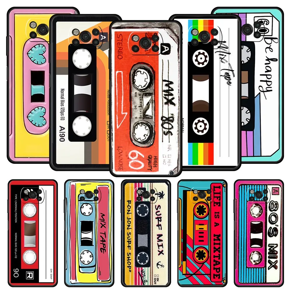 

Case For Xiaomi Mi Poco X3 NFC M3 11 12 10 9T 9 A2 Lite 12X 10T Pro Phone Capas Mixtape Vintage Magnetic Tape Cassette Audio