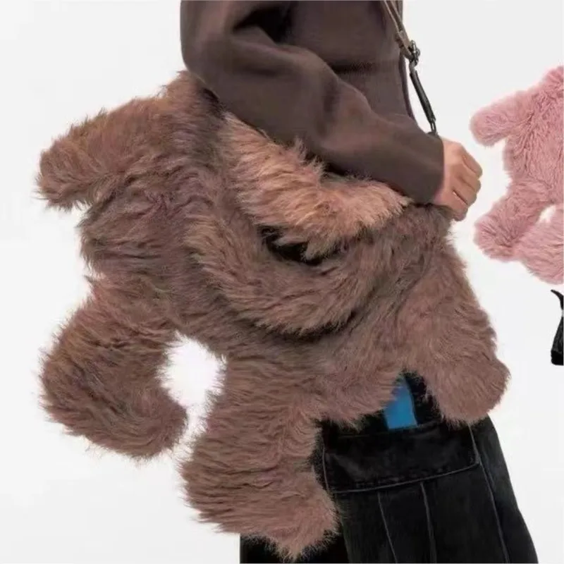 JIAERDI плюшевая белая сумка-мессенджер Женская Универсальная мягкая Большая