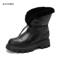 outdoor warm casual womens ankle boots in autumn and winter fur fashion shoes womens platform wool leather snow boots size 34 41