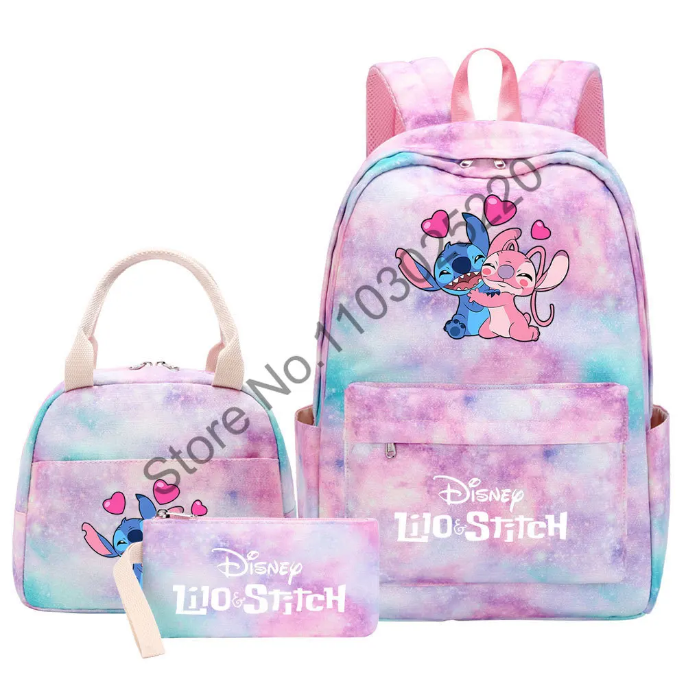 

3pcs Disney Stitch Backpack Pen Case Lunch Bags Anime School Bags for Boys Girls Gift Capacity Laptop School Mochilas Gifts