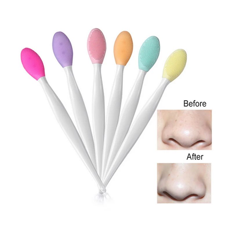 

Hot 1PC Silicone Facial Cleaning Brush Soft Handheld Nose Exfoliator Blackhead Removal Face Massager Clean Brushes Deep Cleaning