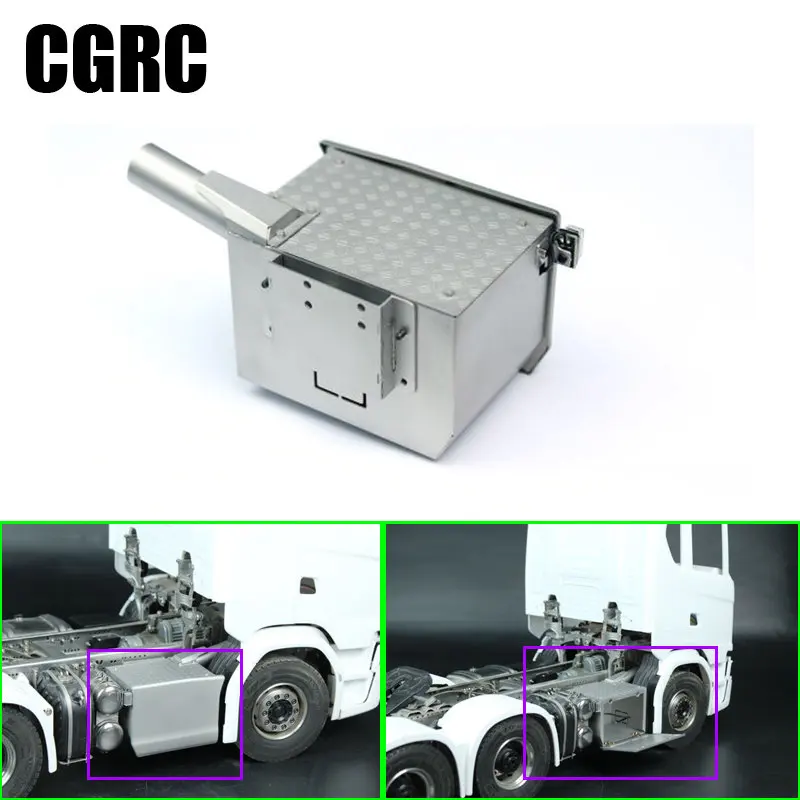 Metal Exhaust Box with Width Indicator Light Car Accessories for 1/14 Tamiya RC Truck Trailer Tipper Scania 770S DIY Parts enlarge
