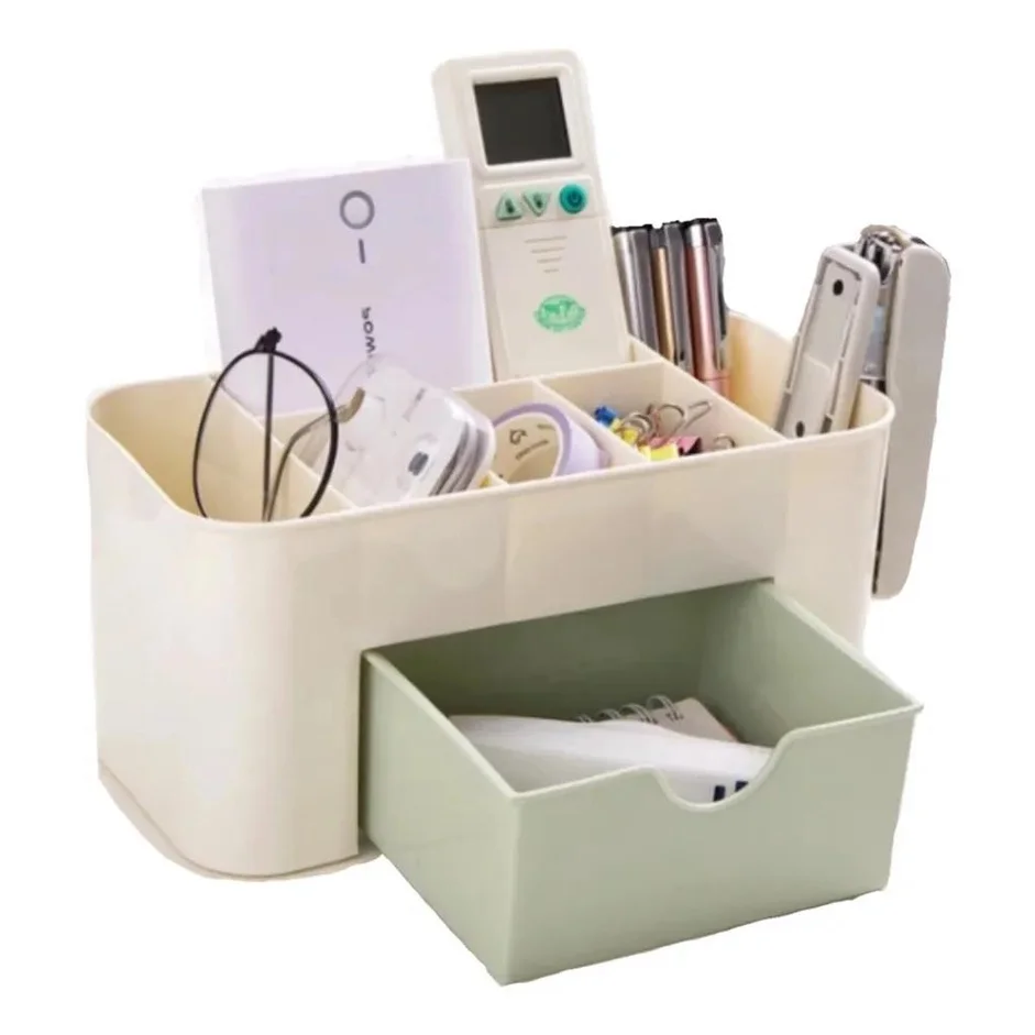 

Porta Caneta Multiuso Com Gaveta Rosa Organizador De Mesa