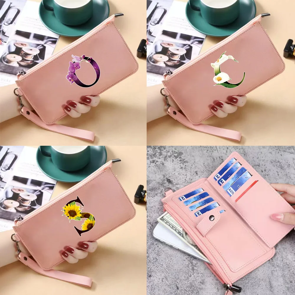 

Coin Purse Long Women Wallet Card Holder Wallets Zipper Pu Leather Clutch 26 Letters Print Money Pocket Phone Bag Female Purses