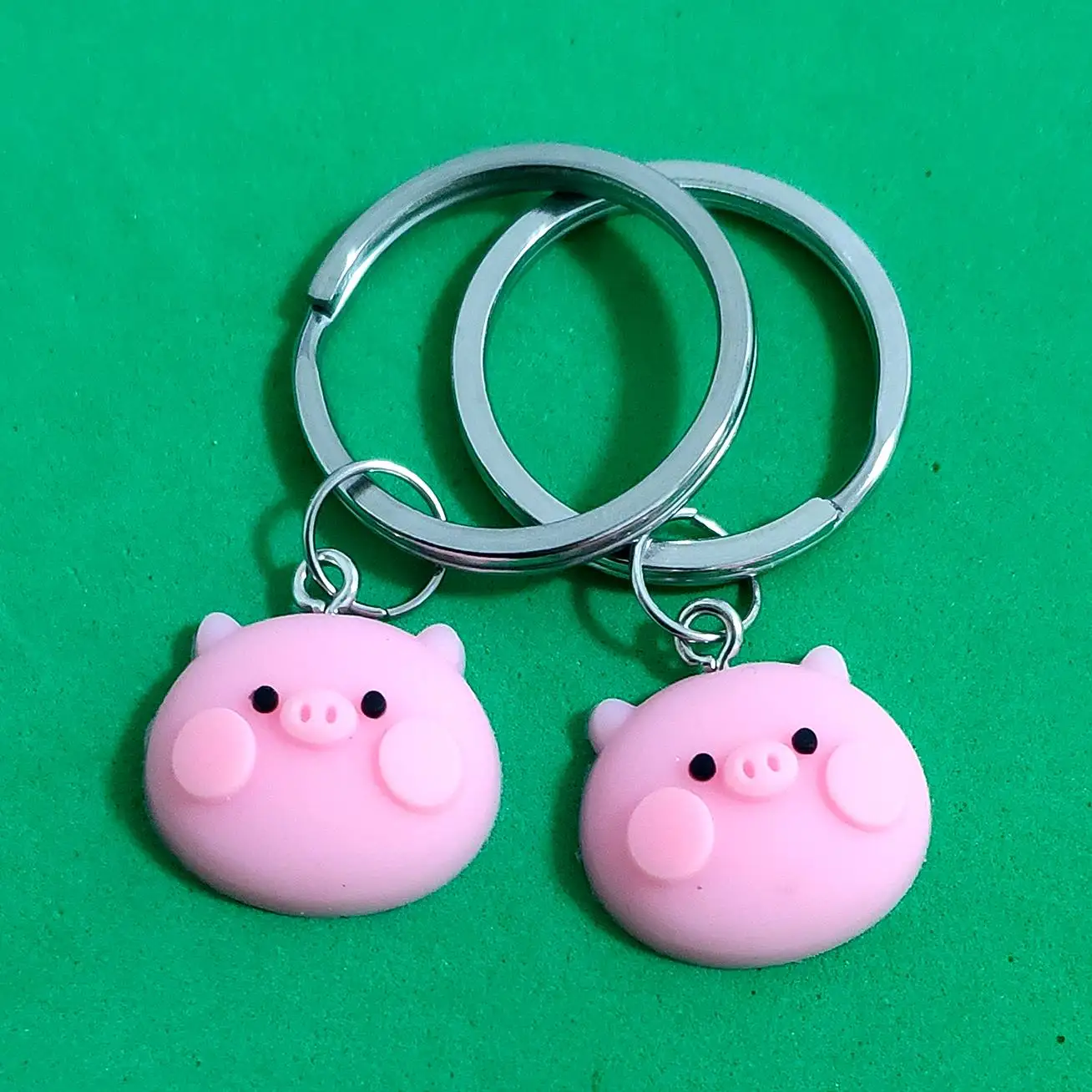 

Best Friend Birthday Couple Gift Cartoon Keys Holder Pink Keyring Children Pig Head Cute Boys and Girls Keychain Car Carabiner