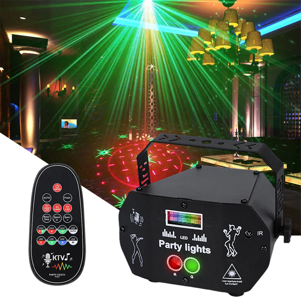 

Party Stage Light Strobe Projector DJ Disco Stage Laser Lights Sound Activated 3-in-1 With Remote Control Home Bar KTV Wedding