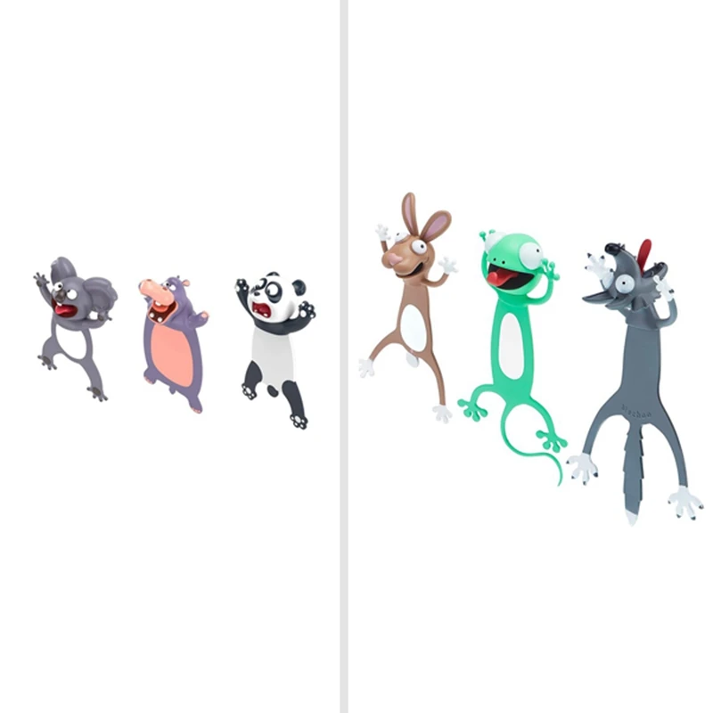 

3Pcs Animal Bookmarks 3D Stereo Cartoon Lovely Bookmark Novelty Funny Student Stationery Gift Bookmark For Kids