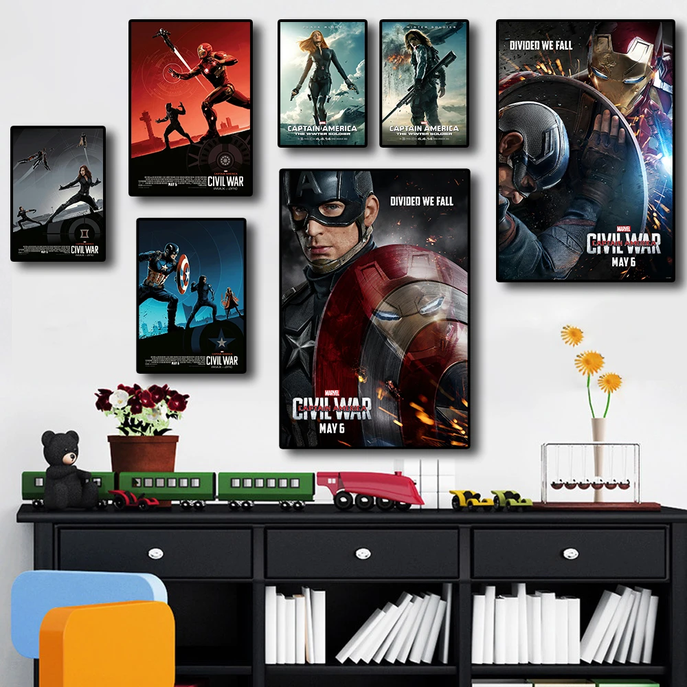 

Серия Marvel классический фильм Капитан Америка Железный человек Настенная картина качественная Картина на холсте постеры Декор для дома гос...