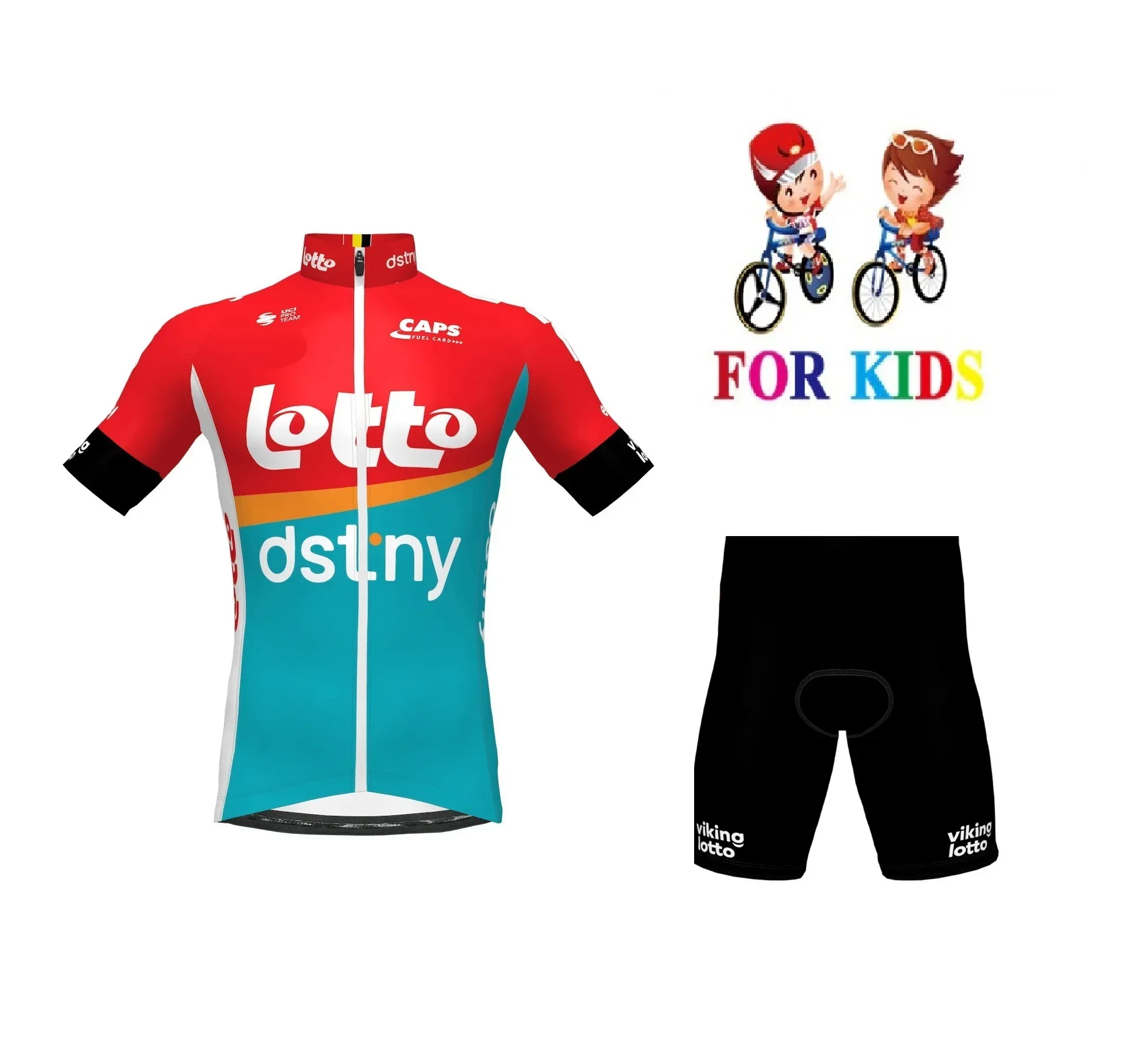 Командная детская веломайка KID'S 2023 Lotto Dstny велосипедная одежда с короткими