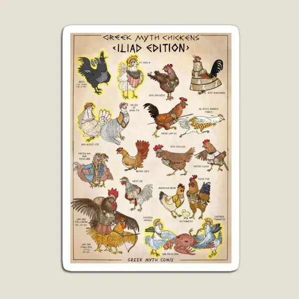 

Греческий миф, цыплята, цвет Iliad Editi, магнит, милые красочные магнитные наклейки для детей