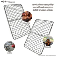 tito titanium barbecue net mesh campfire bushcraft survival bbq grill plate for outdoor camping picnic tableware with cloth bag