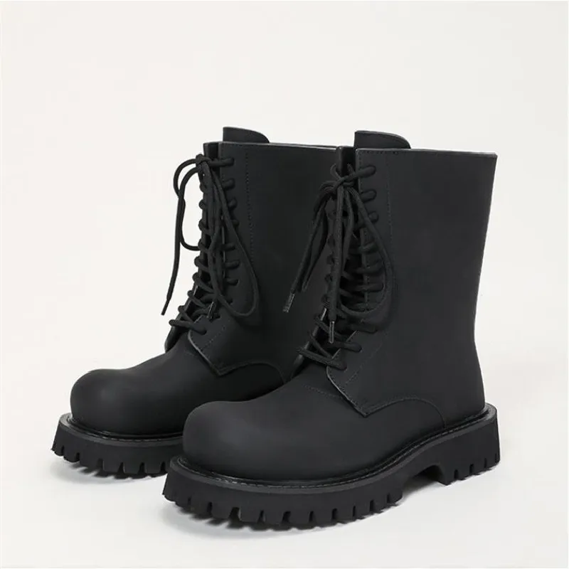 Balenciaga Tiaga Leather Boots in Black for Men