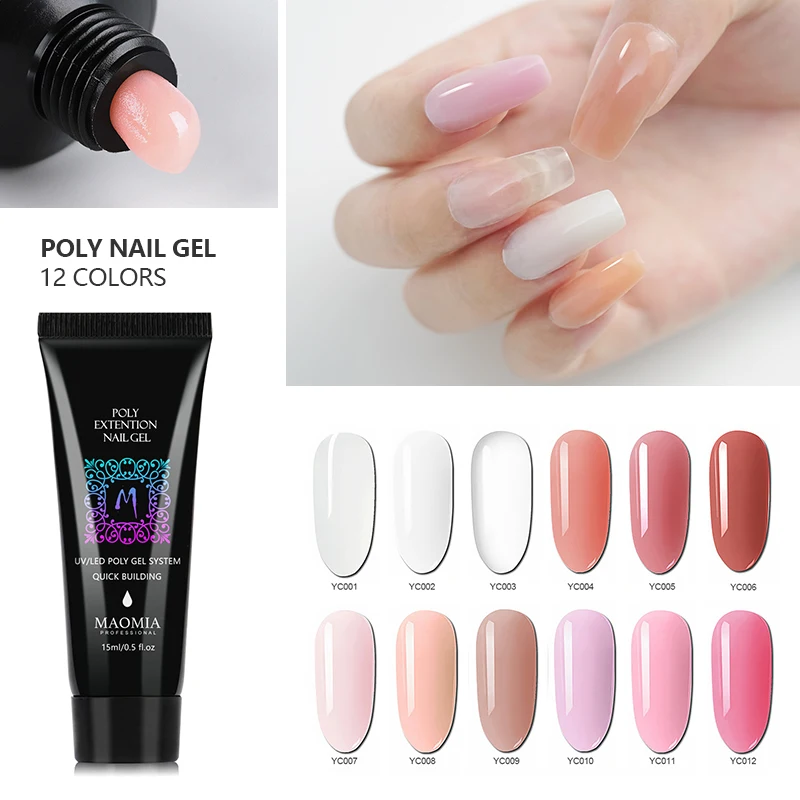 

MAOMIA Extention Poly Nail Gel Soak Off UV/LED 15ml Professional Salon for nails Extend Paint Semi Permanent Manicure