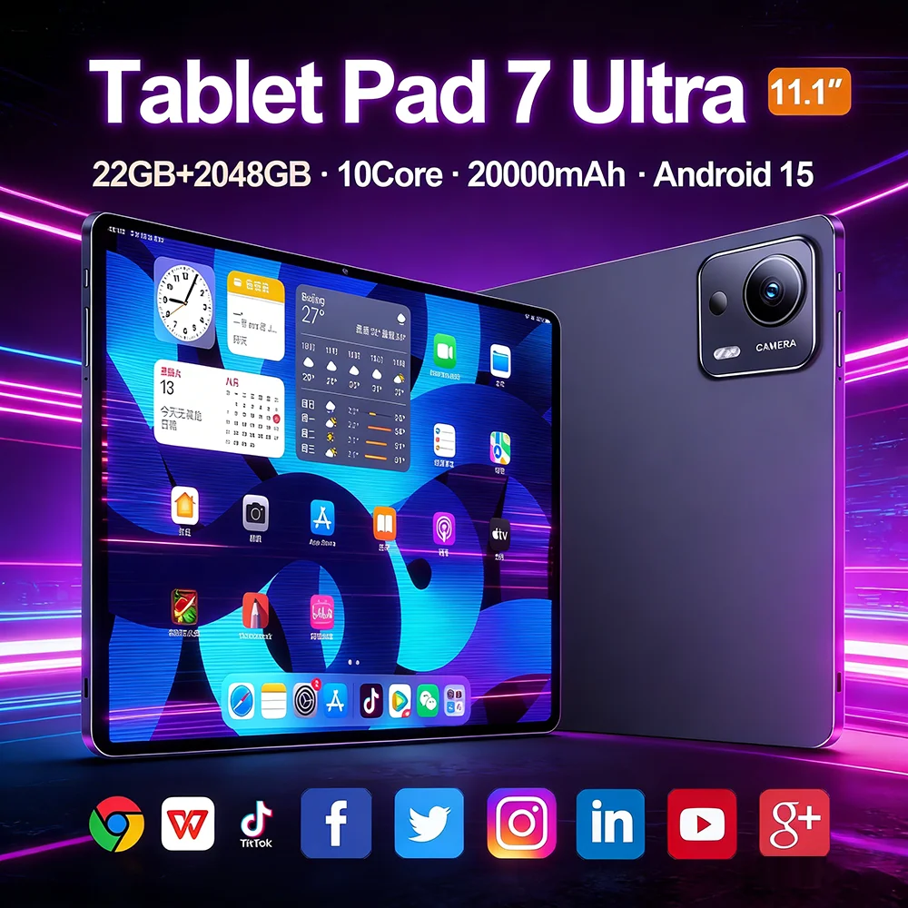 Фото Планшет 2026 Pad 7 Ultra Pro на Snapdragon 8 Gen 3, Android 15, 22 ГБ + 2 ТБ, 5G, Dual SIM, 10-ядерный процессор, 20000 мАч, 5G WiFi, WPS, Оригинальный 7Ultra №1