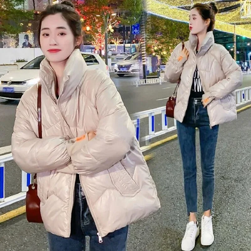 2021 Student Winter Jacket High Quality Stand-callor Coat Women Red Black Fashion Jackets Warm Woman Xmas Clothing Casual Parkas