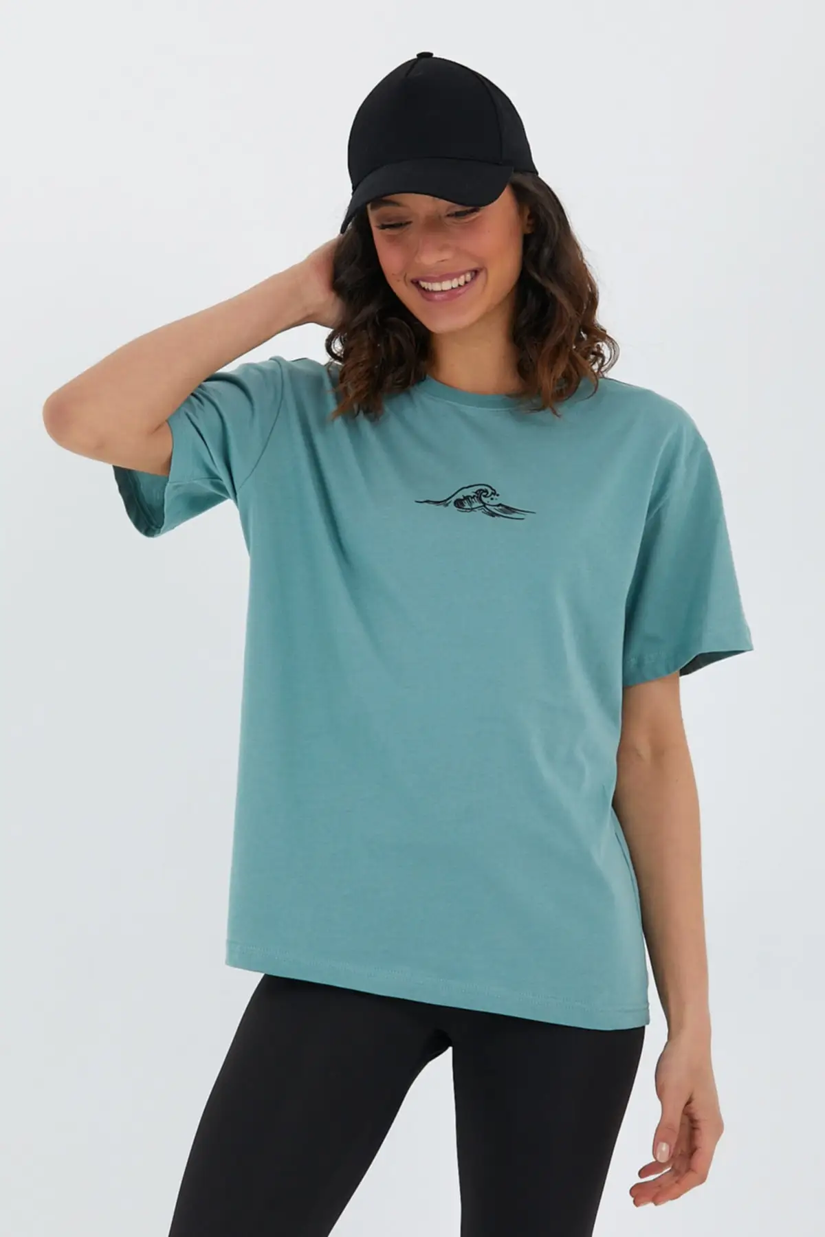 Женская футболка оверсайз с принтом морской волны Повседневная коротким рукавом