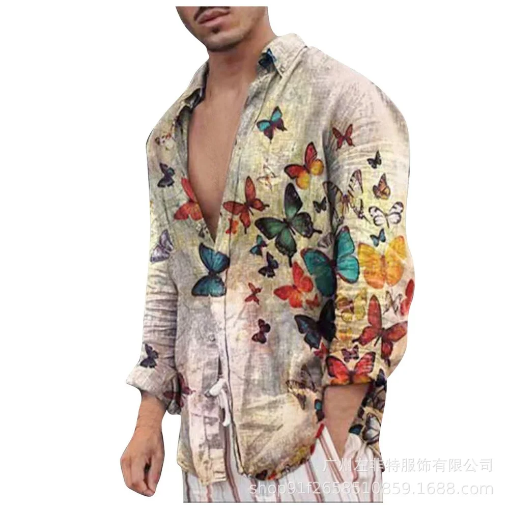 Men's Long Sleeve Shirt Casual Print Top