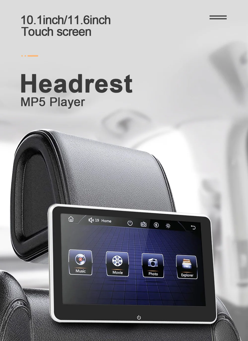 

Car Headrest Monitor Video AV Input 1024*600 Ultra-thin LCD Display Support Multi-format Movie Play Car MP5 AV Headrest displaye