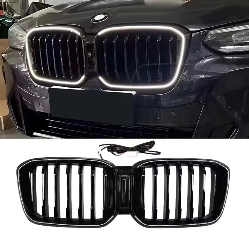 

Светодиодная решетка радиатора, глянцевая черная, для BMW X3/X4 G01 G02 M40i 20i 30i LCI 2022-2024