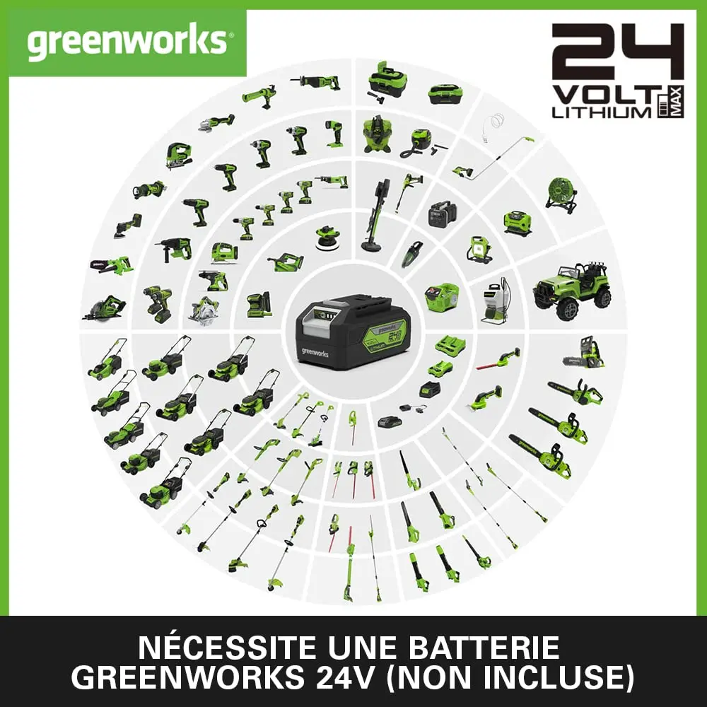 Greenworks G24PSH 2-в-1 триммер для шеста и живой изгороди с батарейным питанием и плечевым ремнем, направляющая для бензопилы 20 см, триммер для живой изгороди 51 см, (art.: 3920d3dd95a42) - 3920d3dd95a42