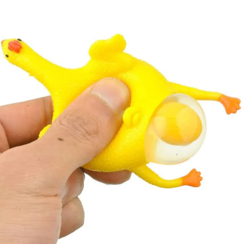 Chicken Squeeze Keychain Funny Laying Egg Hand Toy Novelty Stress Relief Keyring Random Color Chicken Squeeze Funny Squishy Toy enlarge