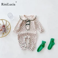 rinilucia newborn kid baby boys girls clothes spring floral romper cute sweet cotton jumpsuit long sleeve ruffles baby outfit