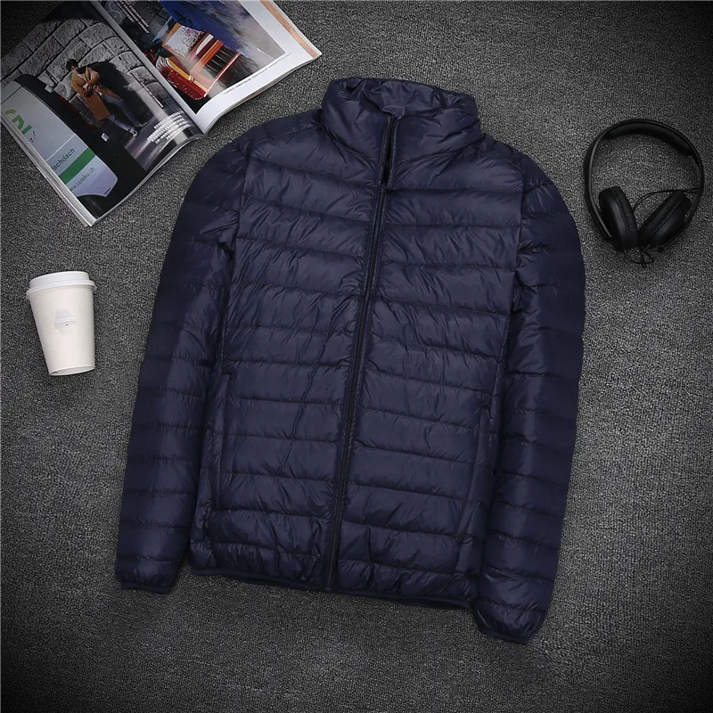 Men Autumn Winter Lightweight Down Jacket Men Casual Slim Hooded Ultra-thin Warm Coat White Duck Down Jackets Windproof Parkas