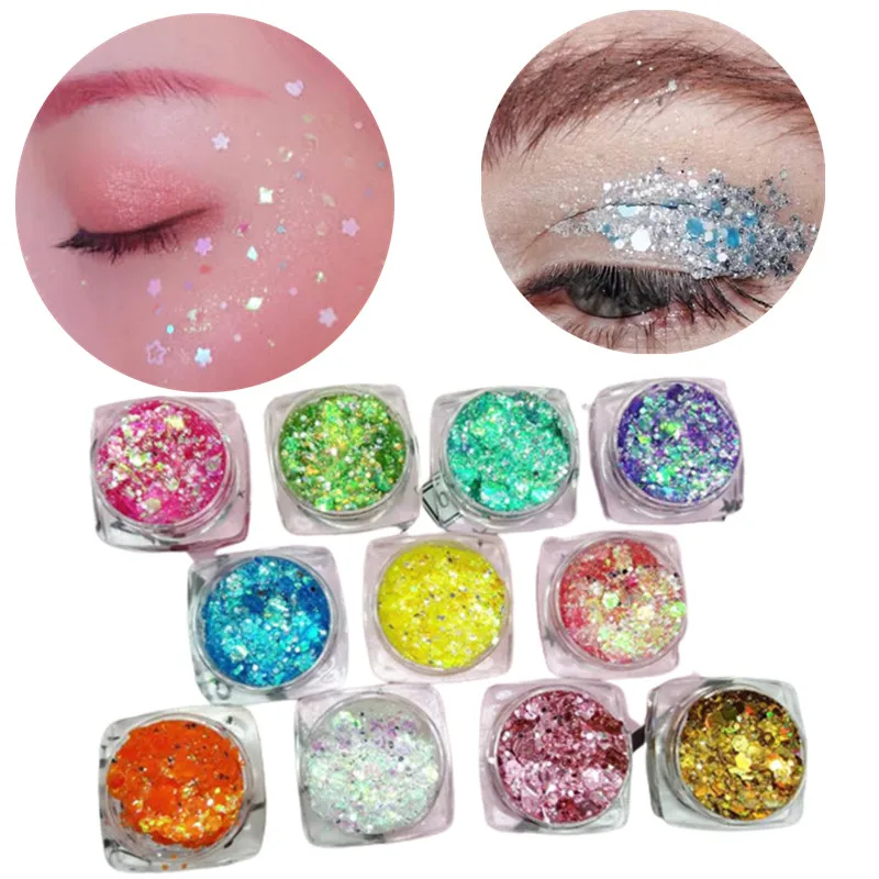 Glitter Eyeshadow Gel Makeup Nail Art Mermaid Sequins Shimmer Diamond Eye Shiny Skin Highlighter Face Body Glitter