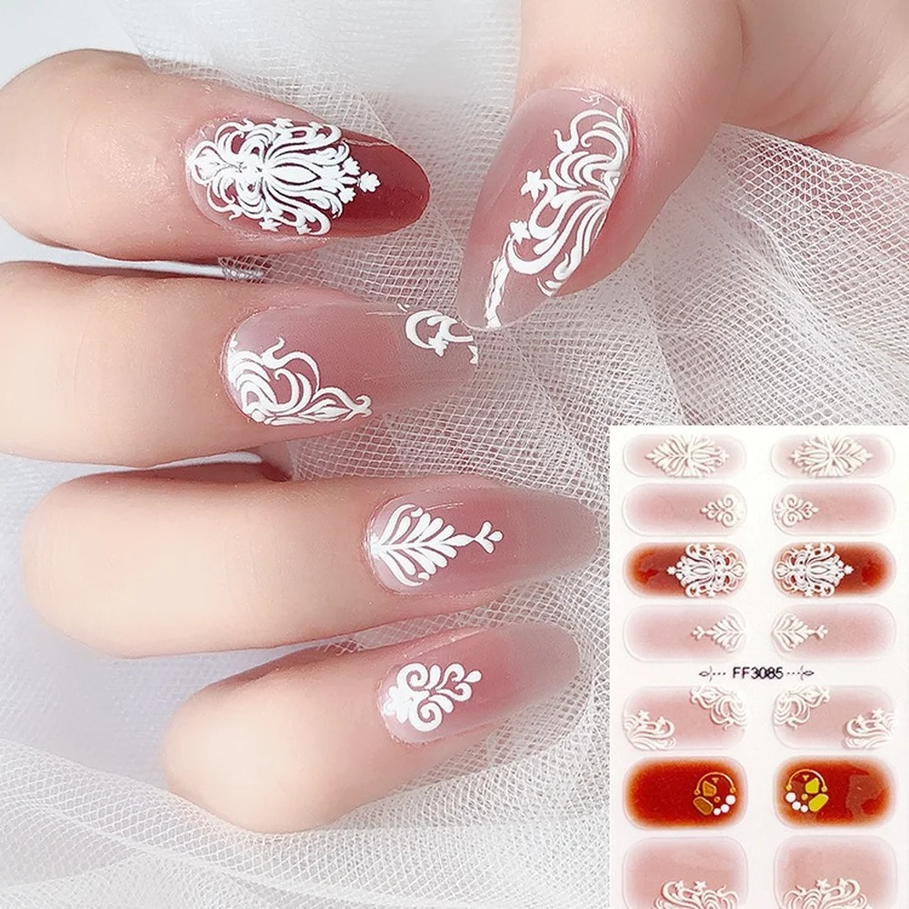 

Korean Style Glitter/Floral Nail Art Stickers Nail Wraps Manicure DIY Nail Polish Strips Women Mnicure Decor Sticker De UNhas