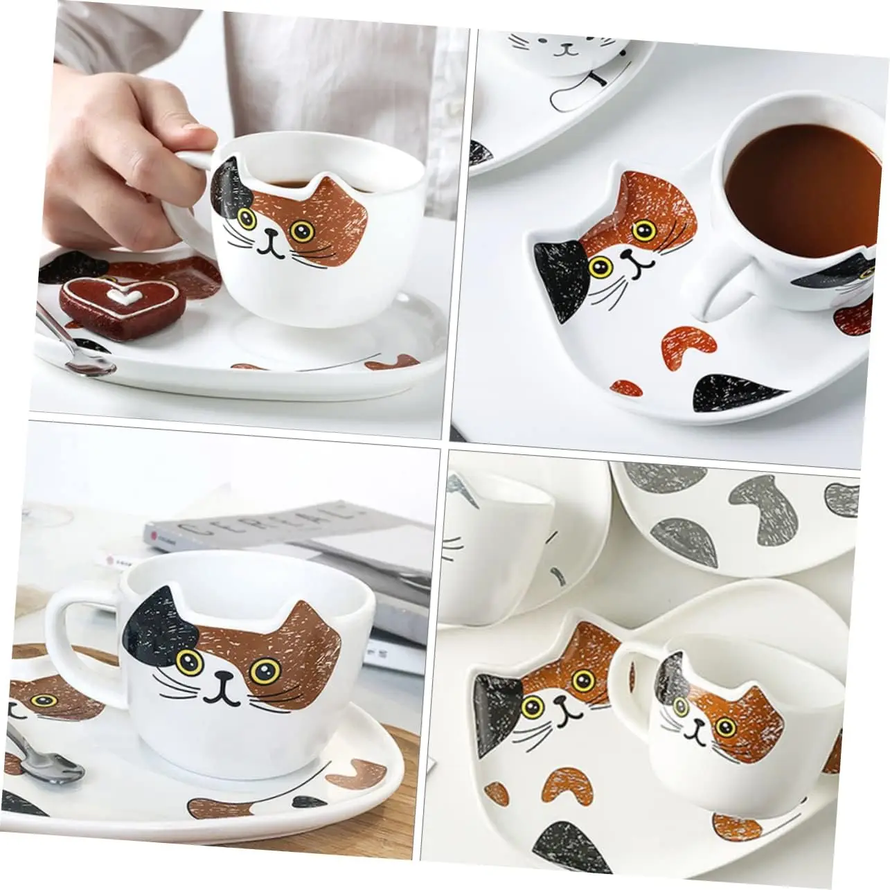 1 комплект набор чашек и блюдец для кошек чашки блюдца послеобеденного чая