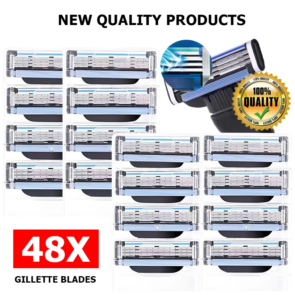 8-48 шт. острое лезвие из нержавеющей стали 3-слойная безопасная бритва для Gillette Mach 3