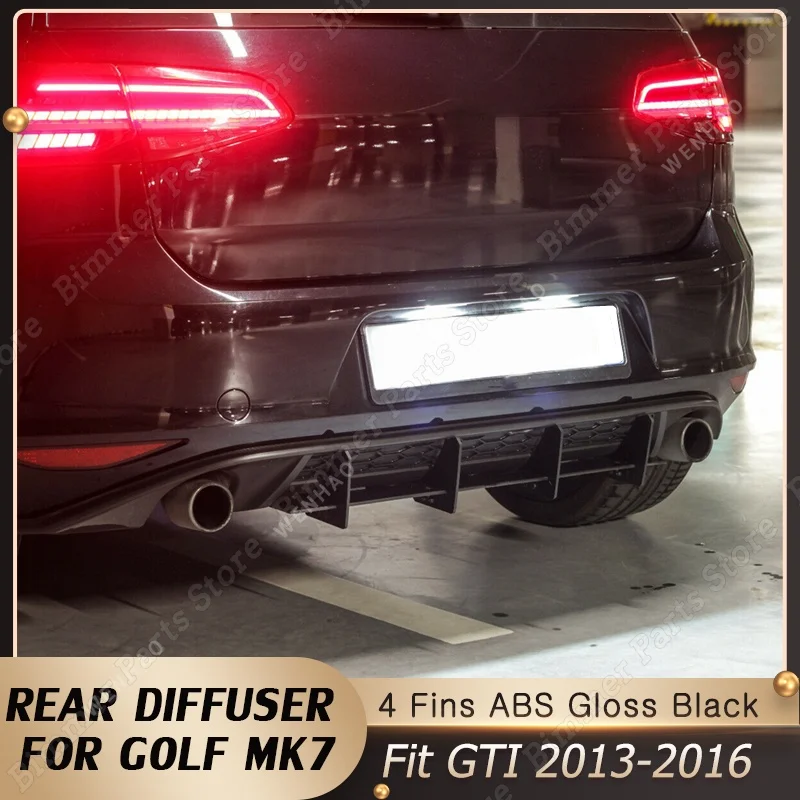 

4 Fins Car Rear Bumper Diffuser Side Splitters Spoiler Lip For VW Volkswagen Golf 7 VII MK7 GTI Standard 2013-2016 Gloss Black