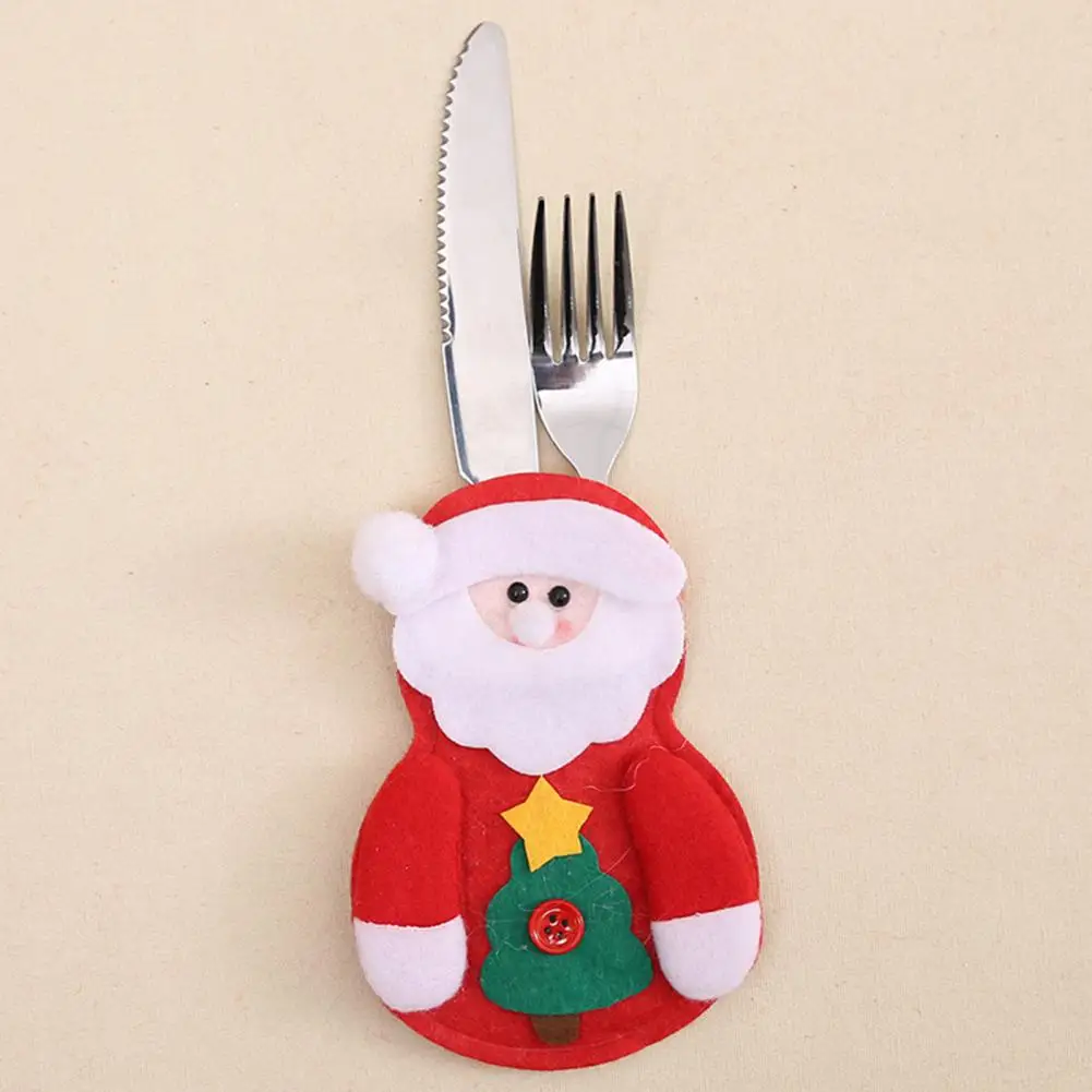 

Napkin Cutlery Holder for Christmas Festive Christmas Table Decorations Santa Claus Snowman Cutlery Holder Pockets for Home
