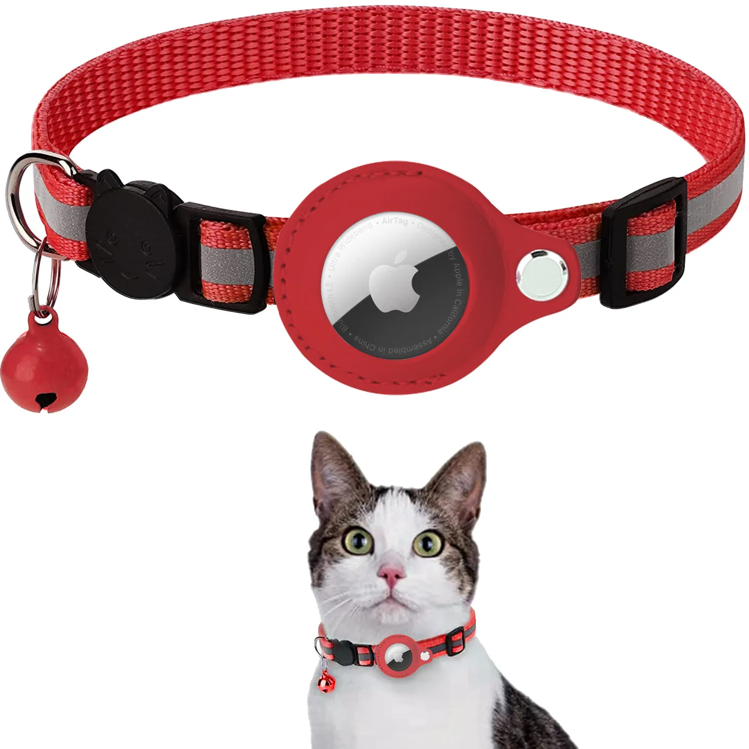 

Apple Airtag tracker protector against missing pets positioning collar cat reflective bell collar pet accessories dog
