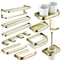 gold bathroom accessories brass bath towel shelf toilet brush holder paper towel rack ring robe hook soap dish bathroom hardware
