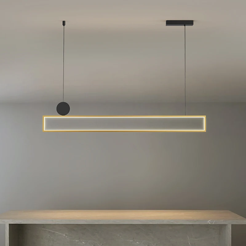 

Nordic Modern Minimalist Led Restaurant Chandelier Gold Strip Design Personality Living Room Bar Room Interior Decoration Lamps