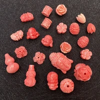 10pcs synthetic red coral resin loose beads animal shape charms gem bead diy necklace bracelet earrings jewelry wholesale