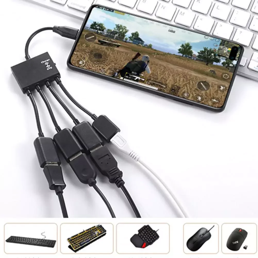 

1 to 4 Type-c USB Cable for iPhone 11 Pro Max Samsung Huawei Spring Rectractable Micro USB Type C Cable Charging Wire Cord