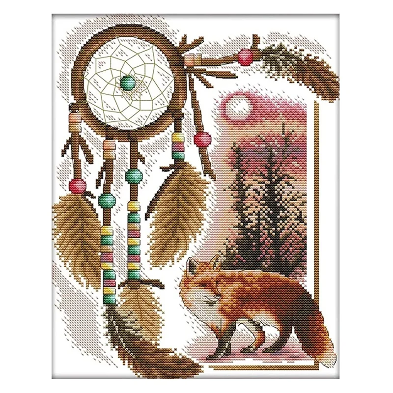 

A63I Cross Stitch Kits Stamped Patterns Embroidery Starter Kits For Adult Beginners DIY Easy Printed Decor (Totem (Fox)