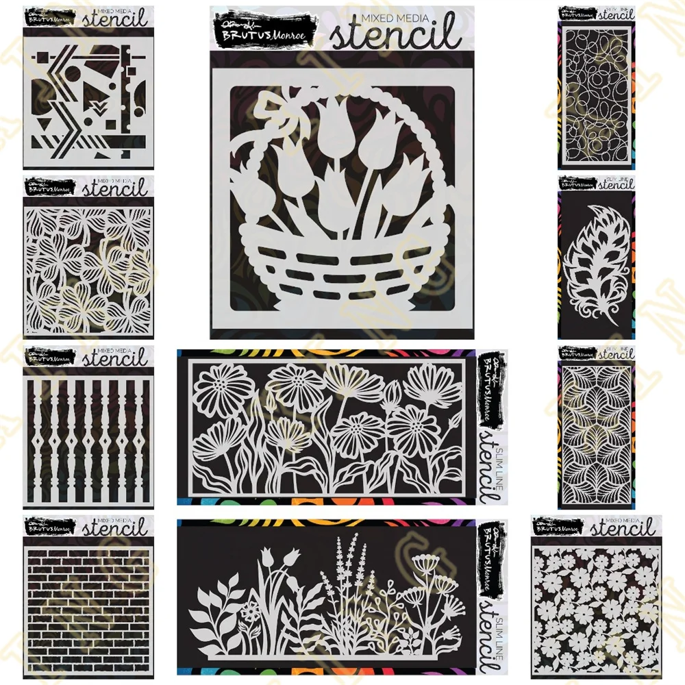

Feather Leaves Flowers Layering Stencils Painting Diy Scrapbook Coloring Embossing Paper Card Album Craft Decorative Template