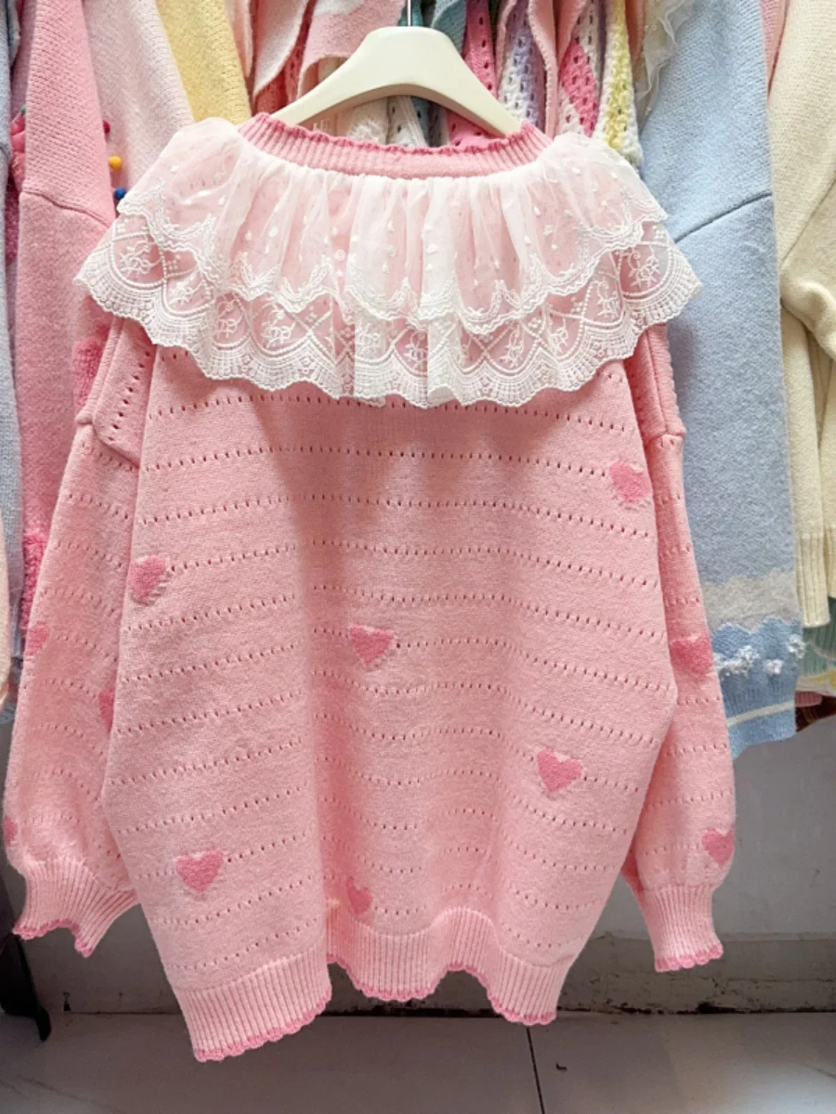 Neploe Sweet Питер Пэн воротник вязаный кардиган универсальный кружевной лоскутный